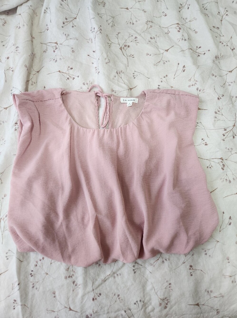 blu pepper pink cropped bubble hem tank large